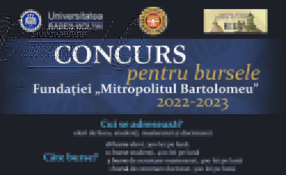 Fundaţia „Mitropolitul Bartolomeu” oferă 34 de burse studiu pentru anul şcolar şi universitar 2022-2023 | Comunicat de presă